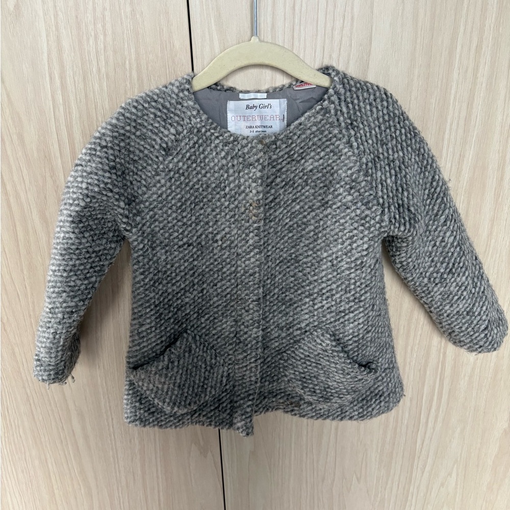 Cozy Gray Knit Baby Cardigan